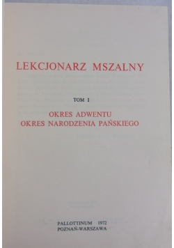 Lekcjonarz mszalny tom 1