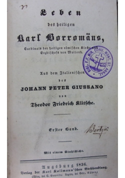 Leben des heiligen Karl Borromans,1836r.