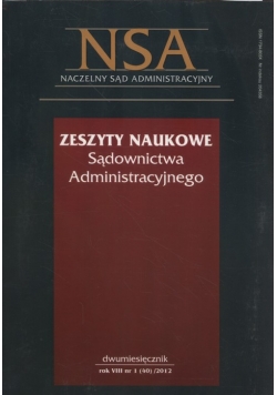 Zeszyty Naukowe Sądownictwa administracyjnego 1/2012 + Skorowidz 2011