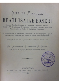 Beati Isaiae Boneri, 1885r.