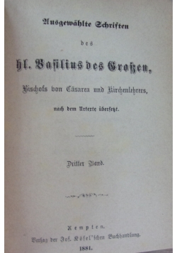 Ausgewahlte Schriften des bł. Basilius Grossen, tom 5, 1872 r.