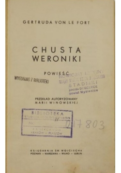 Chusta Weroniki, ok. 1938 r.