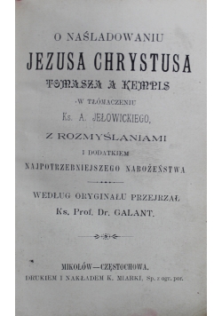 O naśladowaniu Jezusa Chrystusa 1899 r.