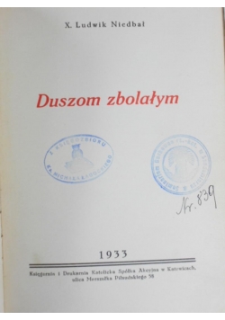 Duszom zbolałym 1933 r.