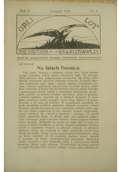 Orli lot miesięcznik krajoznawczy. Rok V, Nr. 9 , 1924 r.