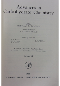 Advances in Carbohydrate Chemistry vol 17