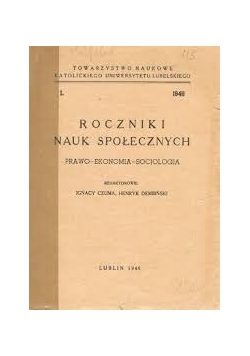 Roczniki nauk społecznych, 1949r.