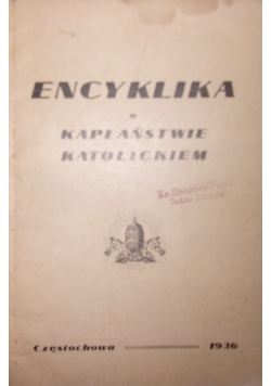 Encyklika o kapłaństwie katolickiem, 1936r.