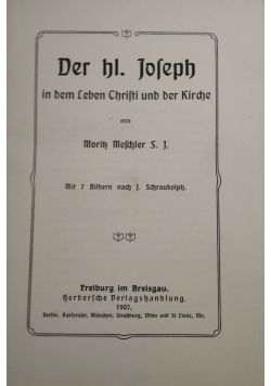 Der heilige Joseph in dem Leben Christi und der Kirche, 1907 r.