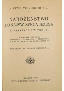 Nabożeństwo do Najświętszego Serca Jezusa, 1933r.