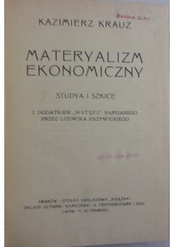 Materyalizm Ekonomiczny, 1903r.