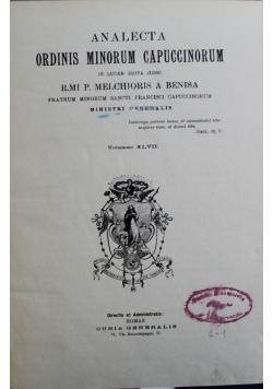 Analecta Ordinis Minorum Capuccinorum volumen XLVII 1931 r.