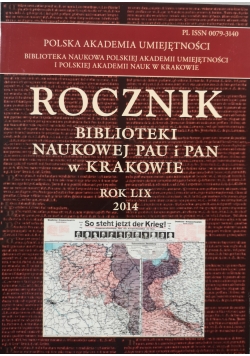 Rocznik biblioteki naukowej PAU i PAN w Krakowie rok LIX