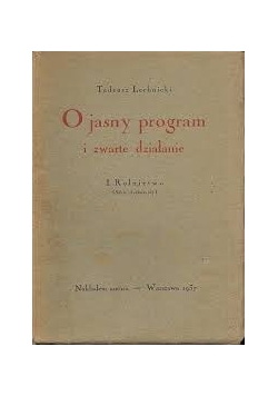 O jasny program i zwarte działania, 1937r.