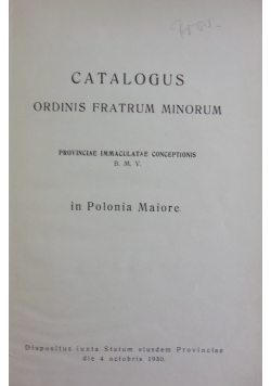 Catalogus ordinis fratrum minorum, 1930 r.
