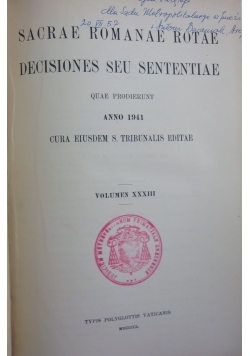 Sacrae Romanae Rotae Decisiones Seu Sententiae, 1941 r.