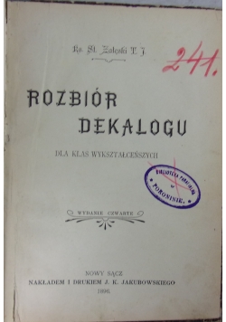 Rozbiór Dekalogu, 1896r.