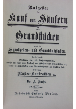 Ratgeber dei Kauf von Hausern,1908r.