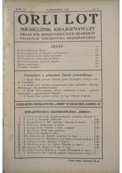 Orli lot miesięcznik krajoznawczy. Rok XI, Nr. 8 , 1930 r.