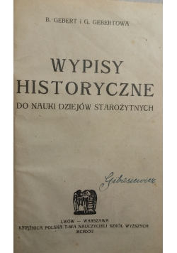 Historja starożytna // Wypisy historyczne, 1921 r.