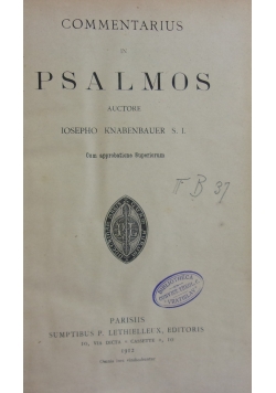 Commentarius in Psalmos, 1912 r.