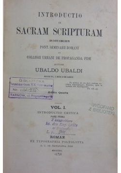 Introductio in Sacram Scripturam, 1891 r.