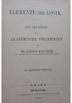 Elemente der Logik 1890 r.