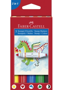 Flamastry Faber-Castell z pieczątkami 5 kolorów
