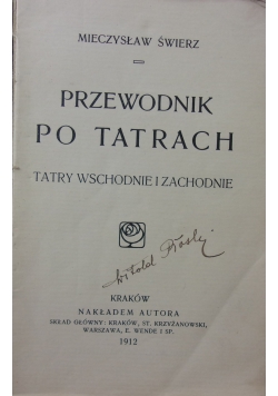 Przewodnik po Tatrach, 1912 r.