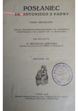 Posłaniec św. Antoniego z Padwy, 1919 r.