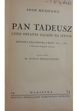 Pan Tadeusz, 1934 r.