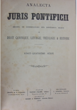 Analecta Juris Pontificii, tom 24, 1885 r.