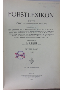 Forstlexikon, 1930 r.