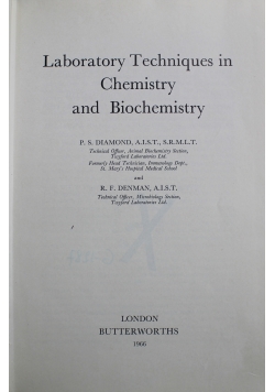 Labolatory techniques in chemistry and biochemistry