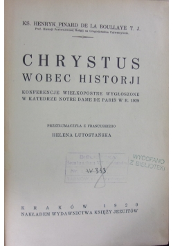 Boullaye Henryk - Chrystus wobec historji, 1929 r.