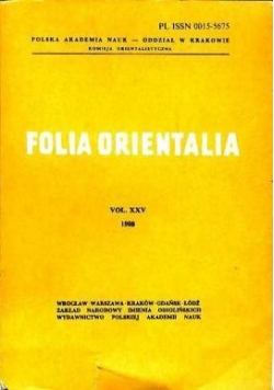 Folia Orientalia, Tom XXI