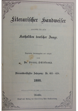 Literarischer handmeiter, katholiken deutscher Bunge, 1895r.