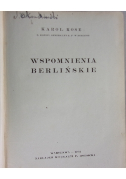Wspomnienia Berlińskie, 1932 r.