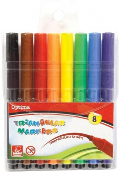 Flamastry trójkątne jumbo 8 kolorów OPTIMA