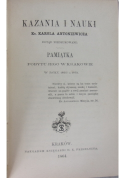 Kazania i nauki, 1864 r.