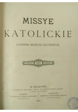 Missye katolickie. Czasopismo miesięczne ilustrowane, 1883 r.