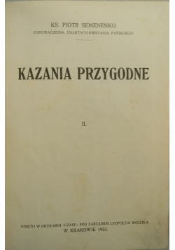 Kazania przygodne, 1923 r.