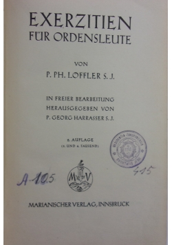 Exerzitien fur Ordensleute, 1931r.