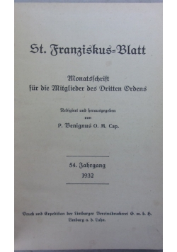St. Franziskaus=Blatt, 1932r.