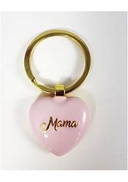 Brelok do kluczy - Mama (jasno różowe serce)