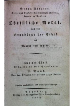 Christliche Moral, nach der Grundlage der Ethik des Maurus von Schenkl 1829 r.