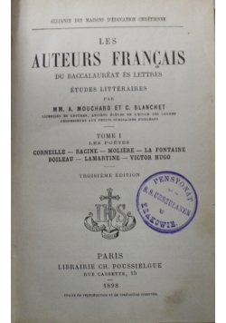 Les Auteurs Francais Tome I 1898 r.