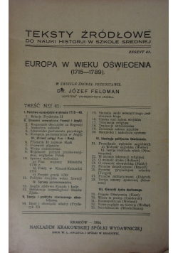 Europa w wieku Oświecenia,1924r.