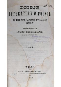 Dzieje literatury w Polsce tom I 1850r