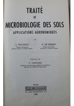 Traite de Microbiologie des sol Applications Agronomiques